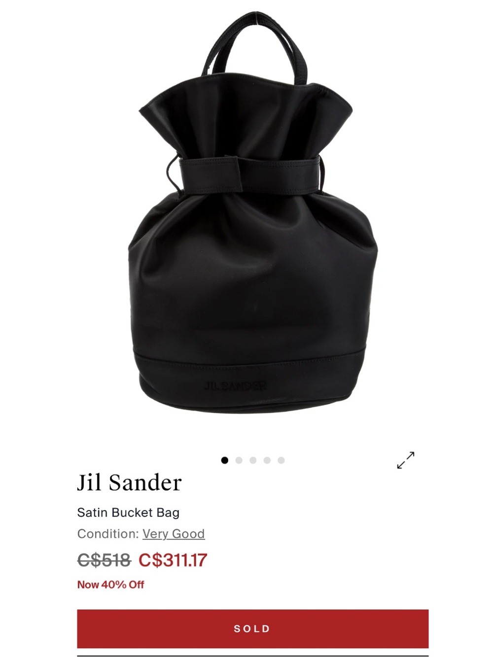 Jil Sander Black Satin Drawstring Bucket Bag